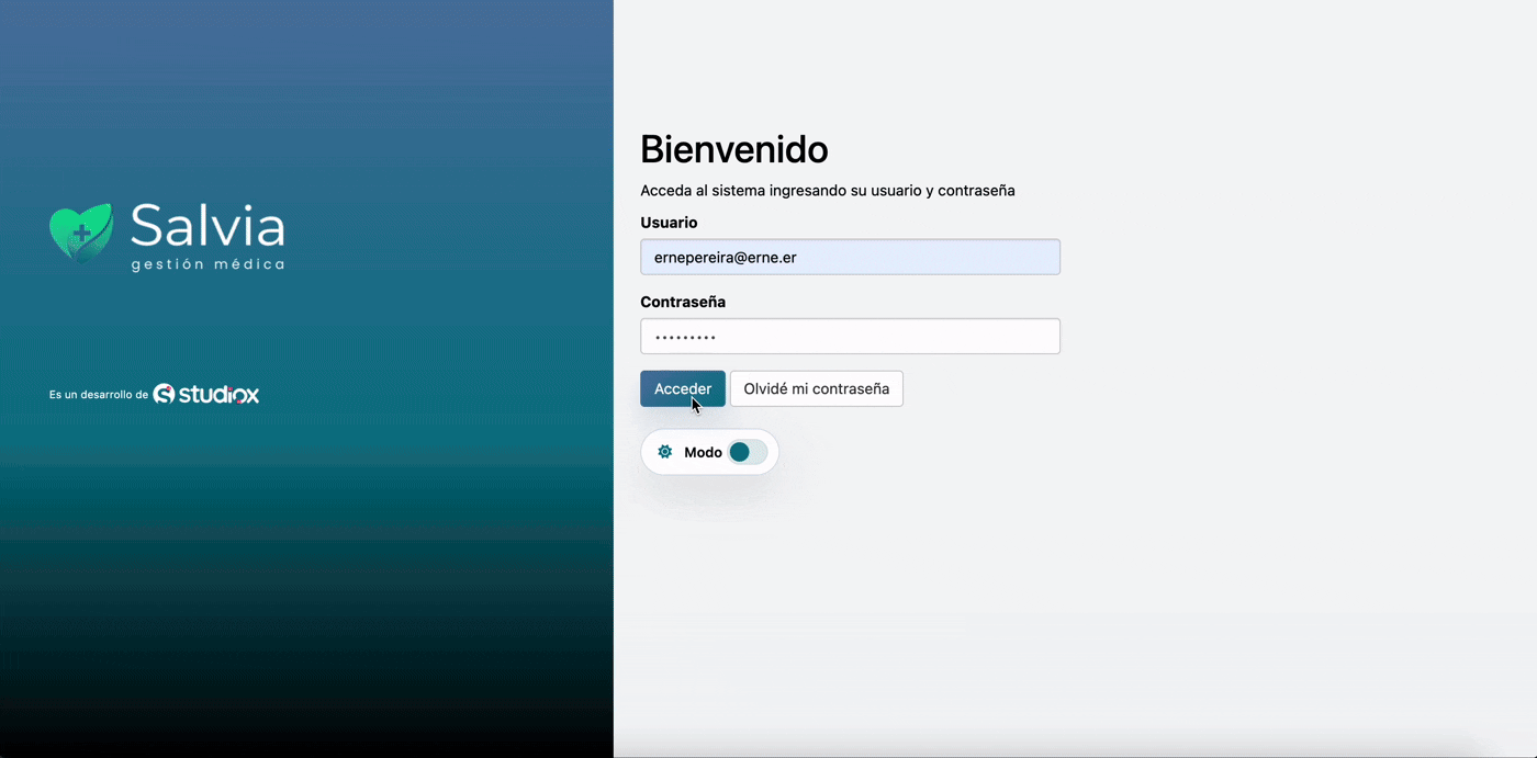 Panel principal de Salvia con agenda y gestion del consultorio